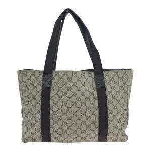 Gucci Beige Black Shoulder GG Supreme Canvas Bag Tan Tote